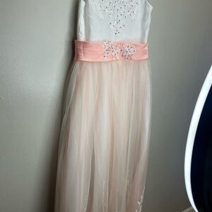 Girls' Pink Sash Tulle Party Dress